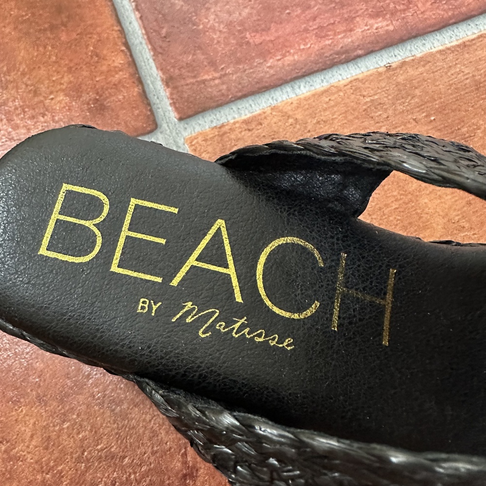 Woven Black Platform Slide Sandals - Picture 8 of 12